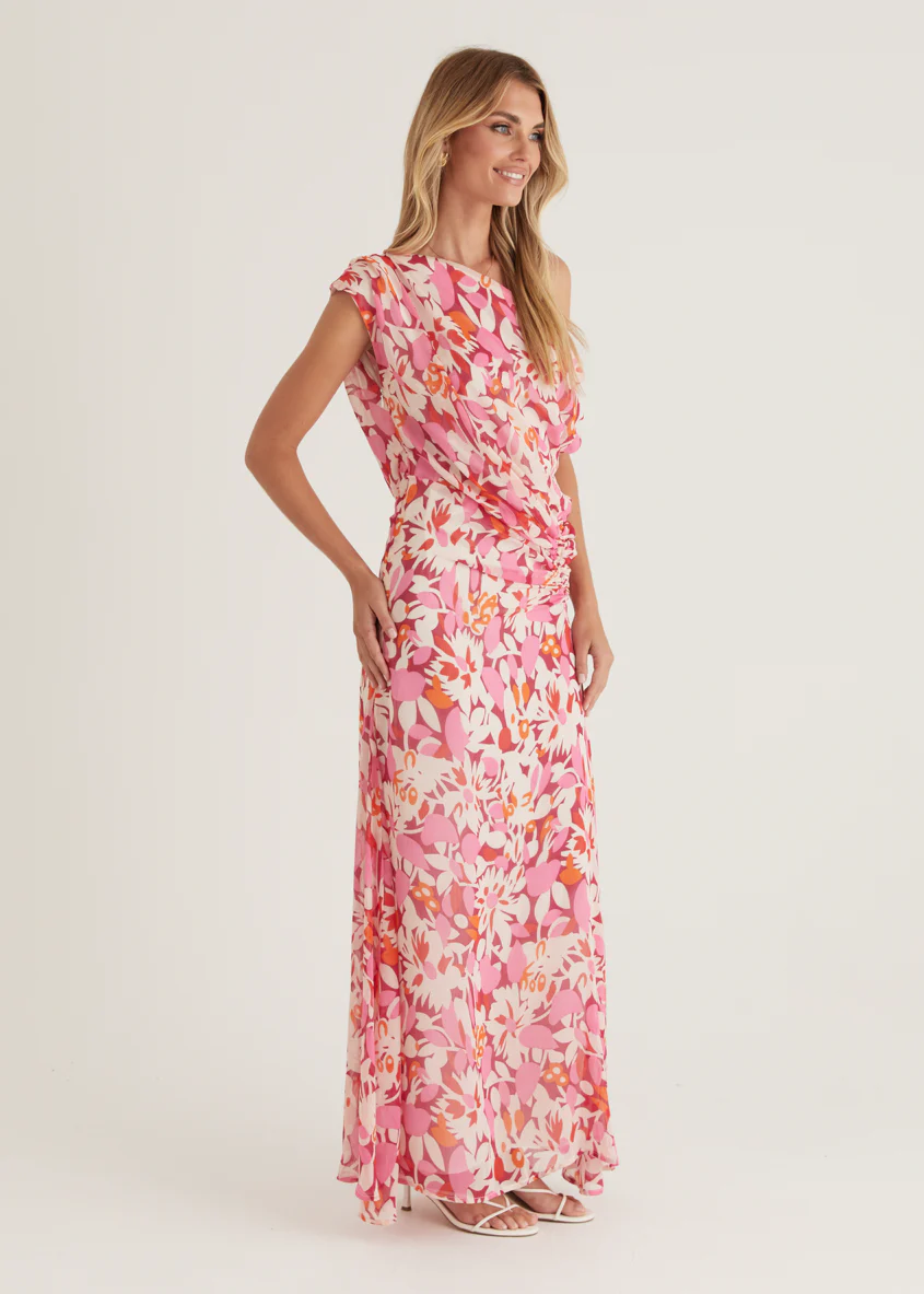 Helix Off Shoulder Midi Dress - Rio Pink - Image 13