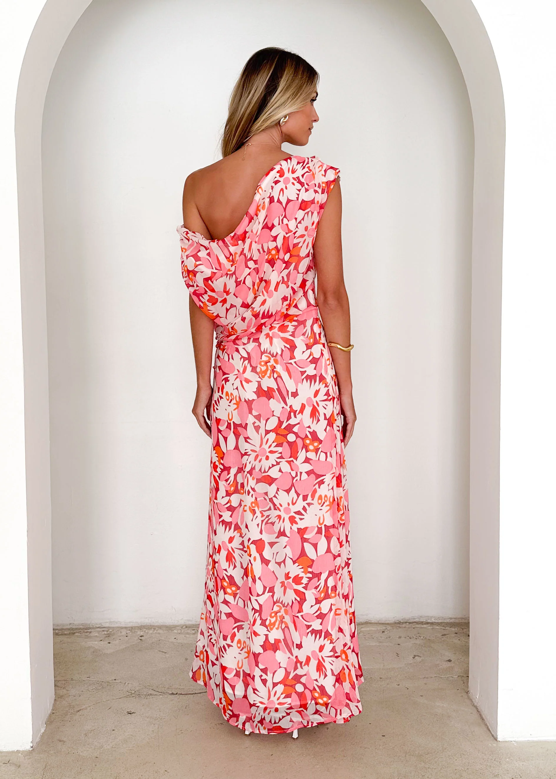 Helix Off Shoulder Midi Dress - Rio Pink - Image 6