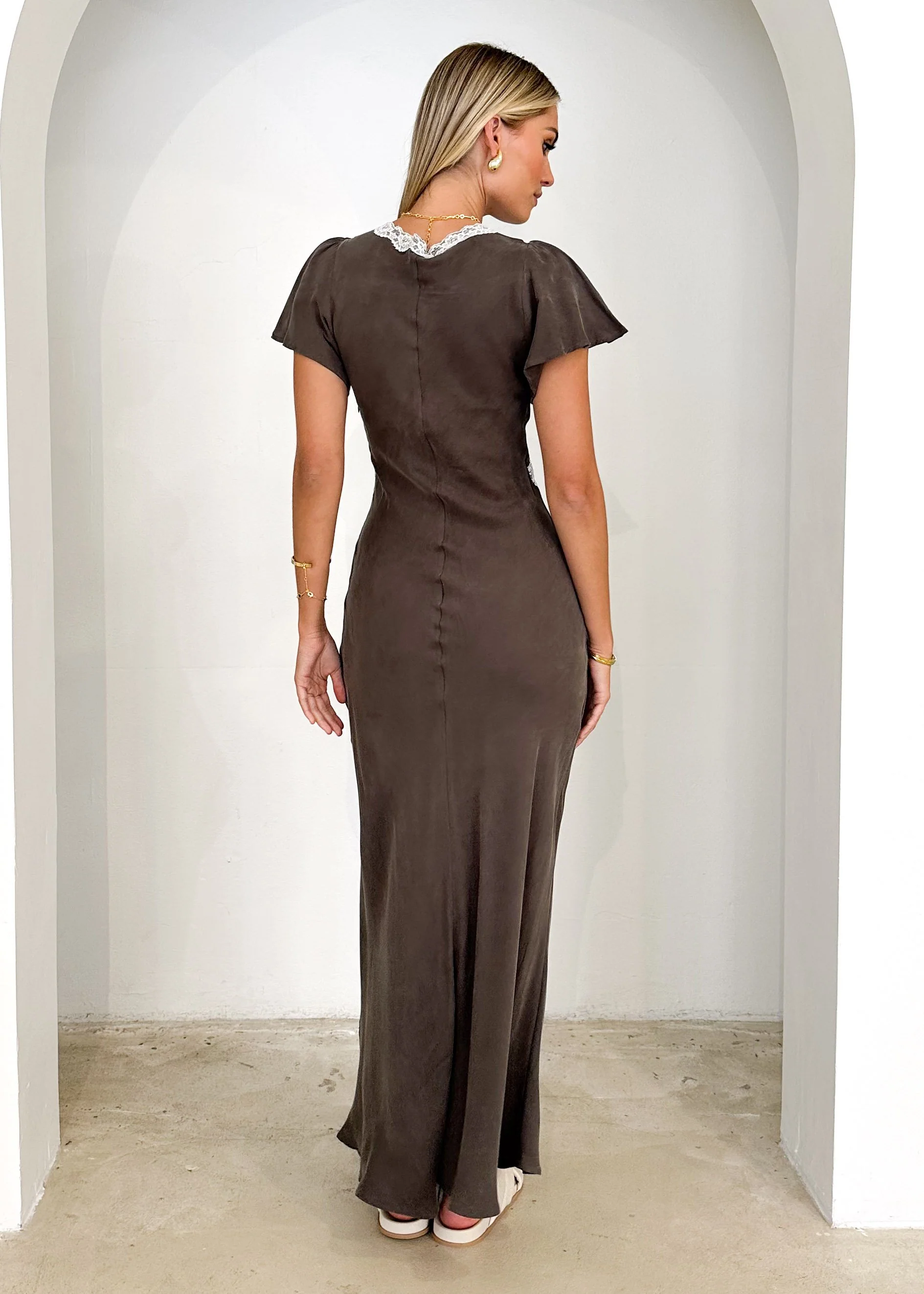 Heyla Cupro Maxi Dress - Warm Grey - Image 6