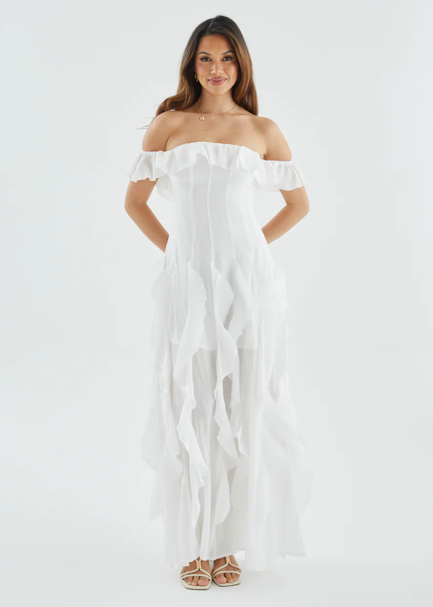 Ilana Off Shoulder Maxi Dress - White - Image 5