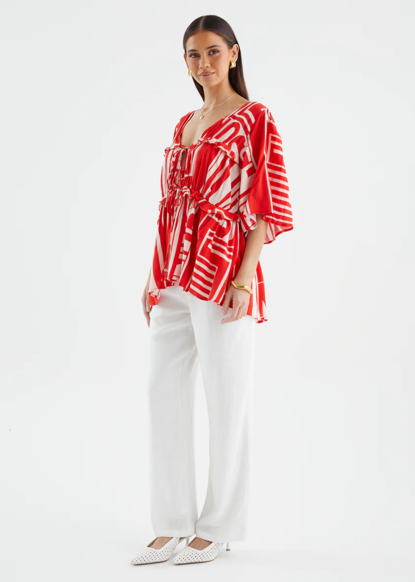 Imelda Blouse - Red Abstract - Image 6
