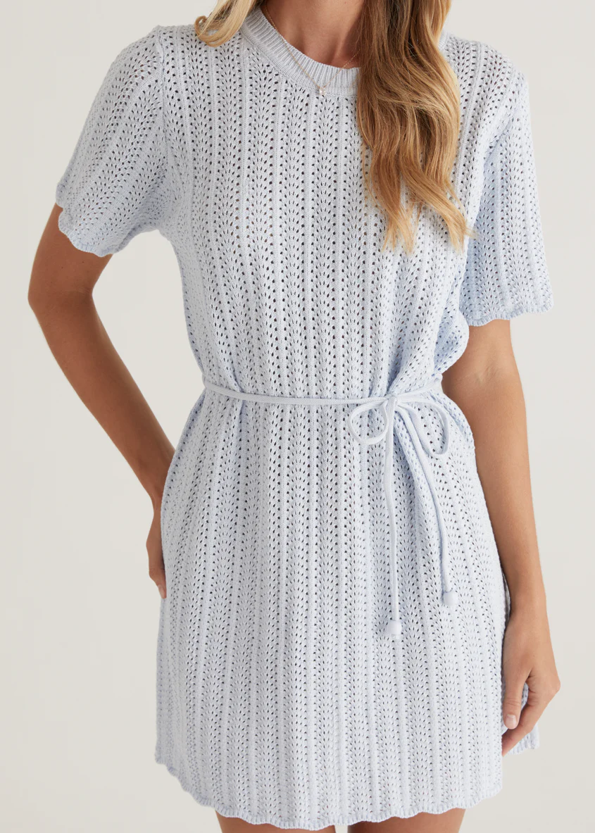 Indiana Crochet Dress - Baby Blue - Image 10