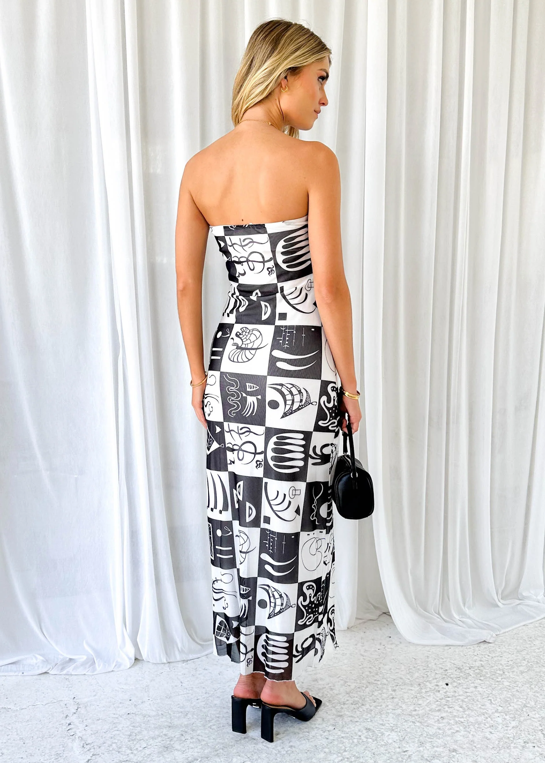 Ipper Strapless Maxi Dress - Black Abstract - Image 6