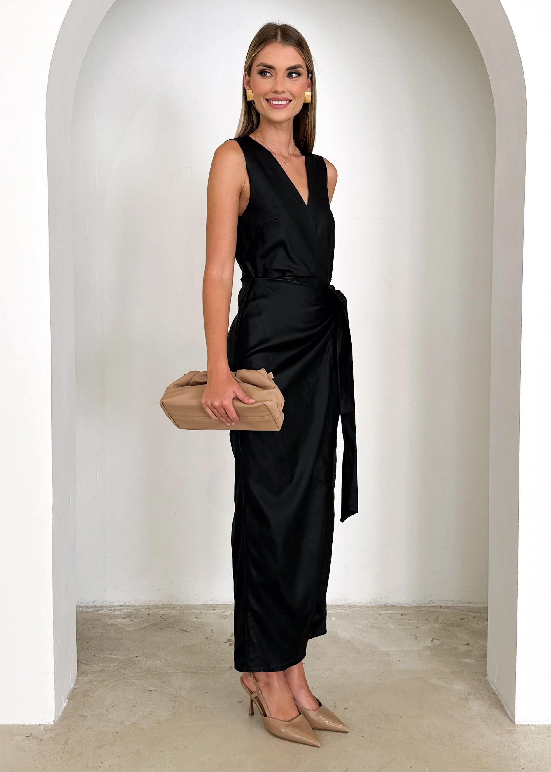 Ishka Coated Midi Dress - Black - Image 3