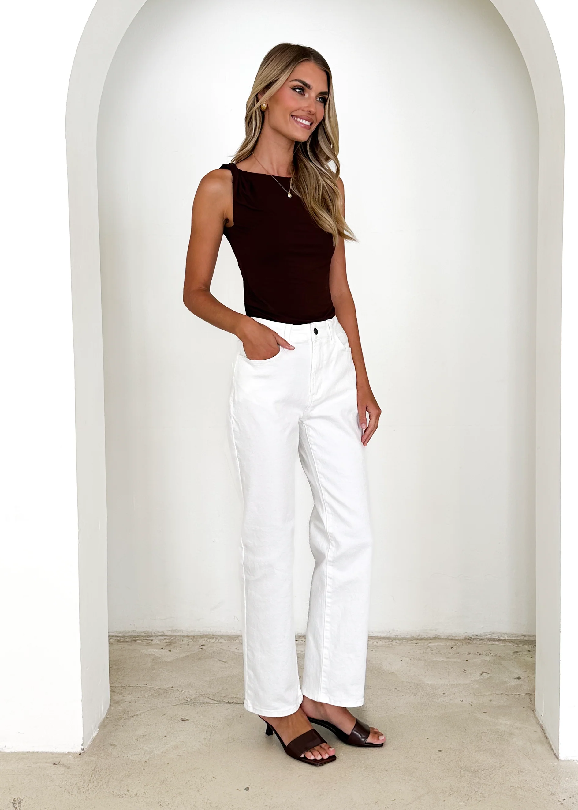 Isobel Stretch Jeans - Off White - Image 11