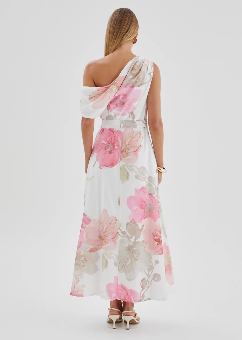 Jacqui Drop Shoulder Midi Dress - Pink Floral - Image 7