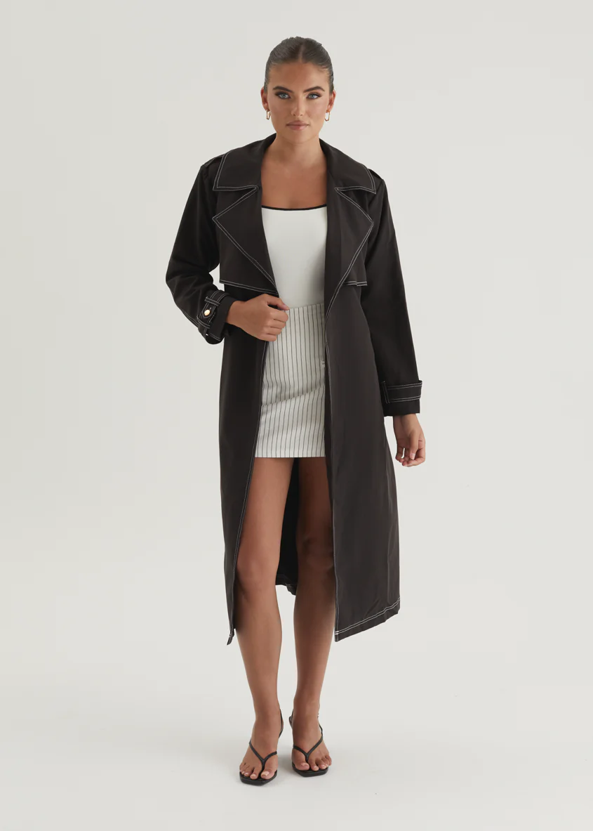 Jaidie Trench Coat - Black - Image 10