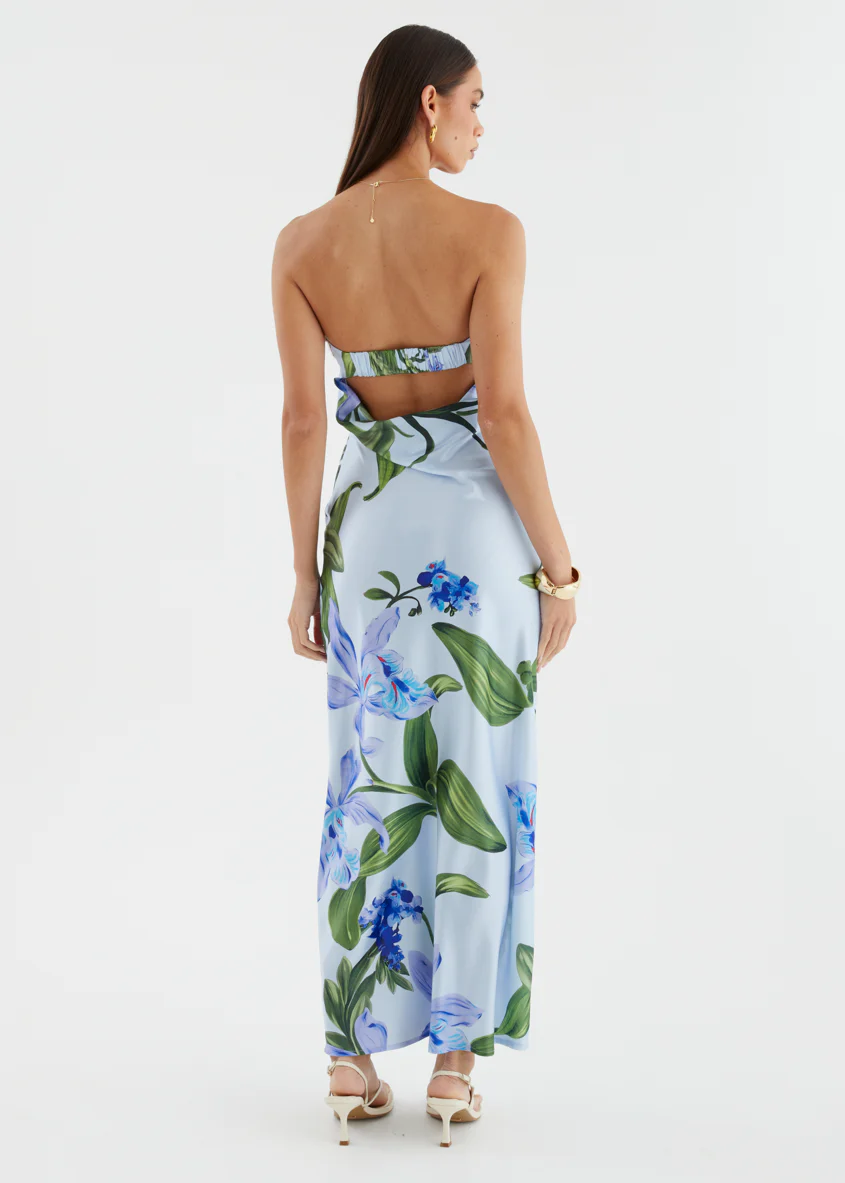 Jamie Strapless Maxi Dress - Blue Floral - Image 7