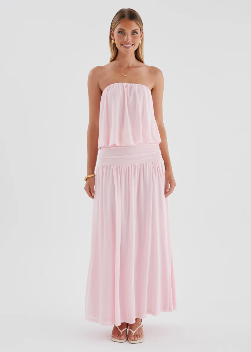 Janey Strapless Mesh Maxi Dress - Pink - Image 4