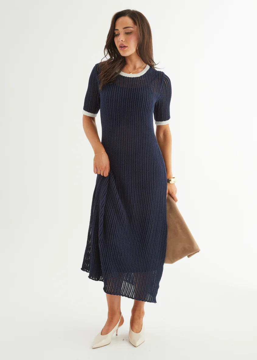 Janine Knit Maxi Dress - Navy - Image 2