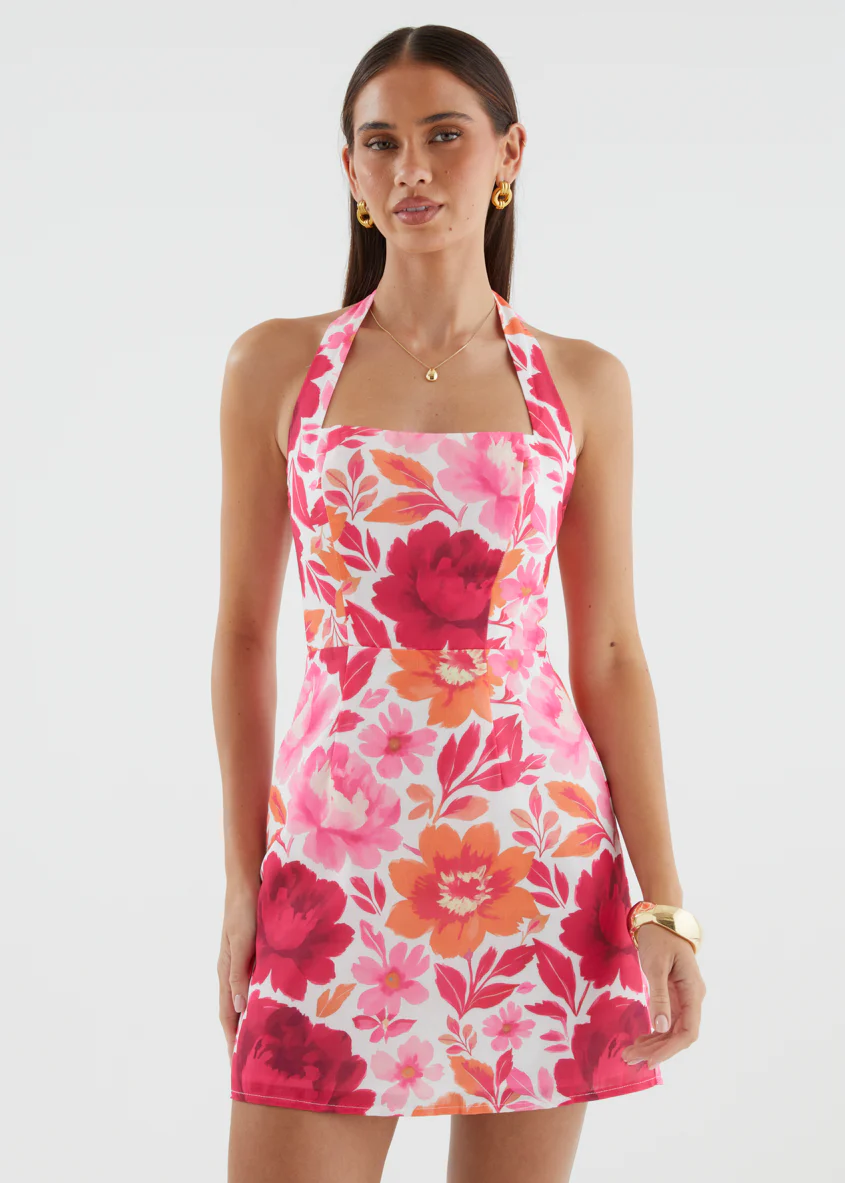 Janna Halter Dress - Pink Floral - Image 2