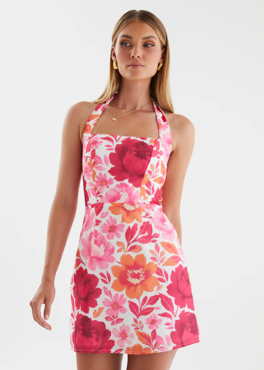 Janna Halter Dress - Pink Floral - Image 6