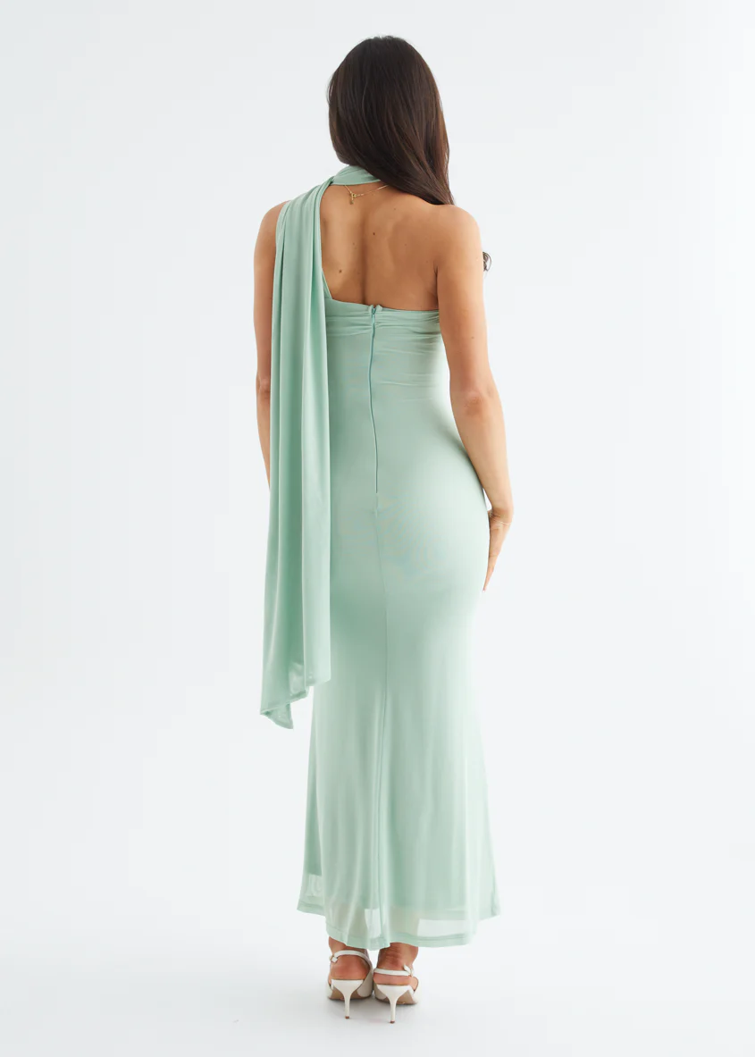 Jenna One Shoulder Maxi Dress - Sage - Image 9