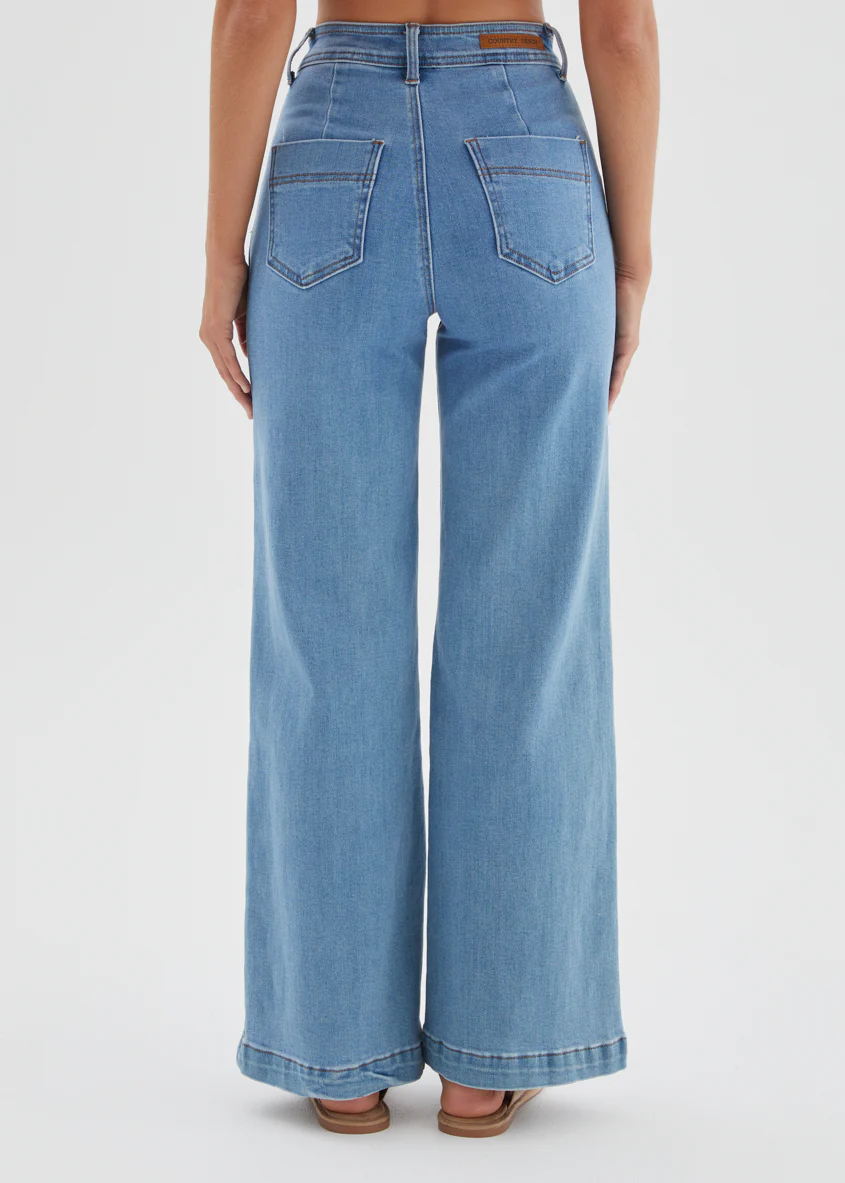 Jess Stretch Wide Leg Jeans - Light Blue - Image 8