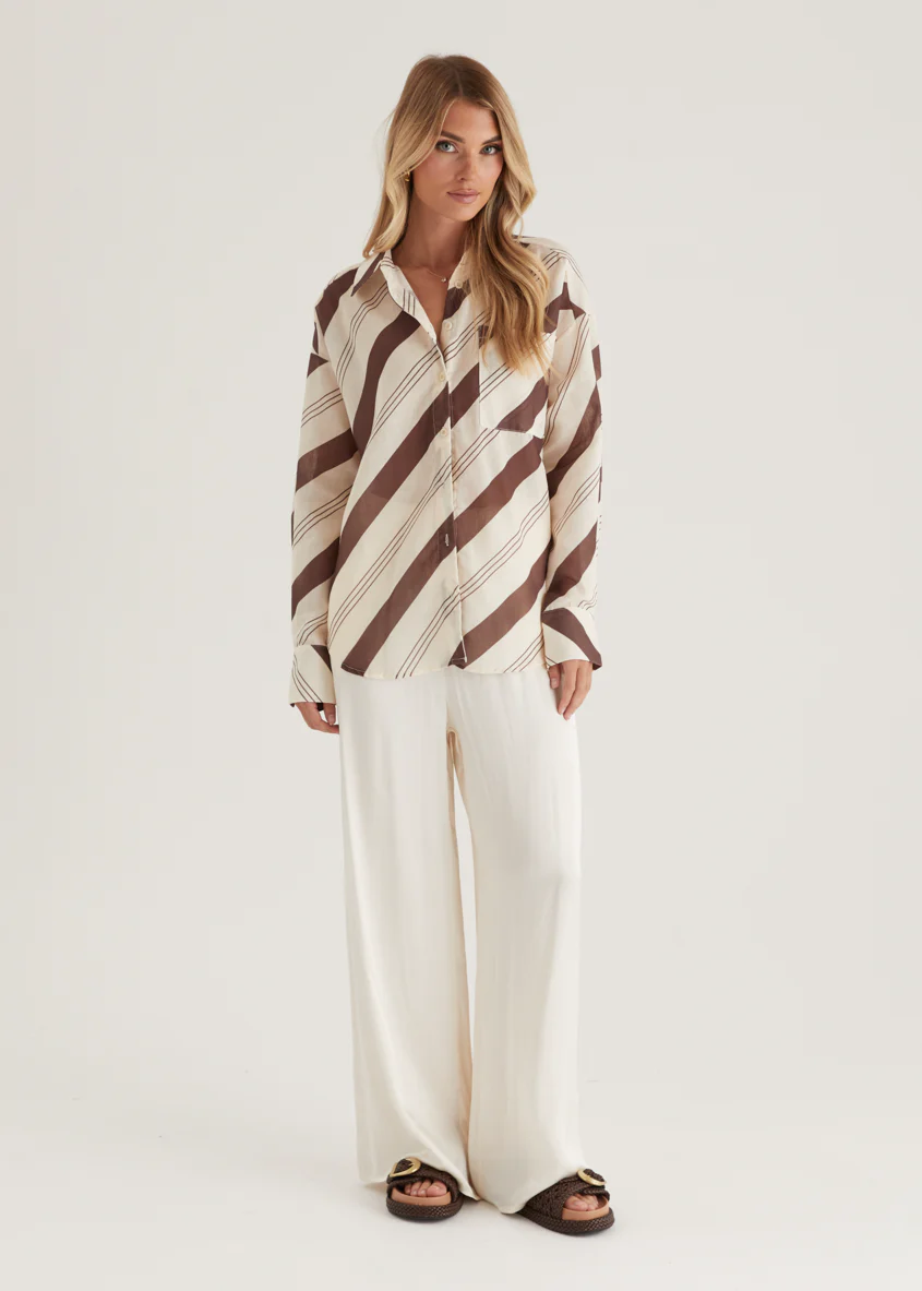 Jessa Shirt - Choc Stripe - Image 6