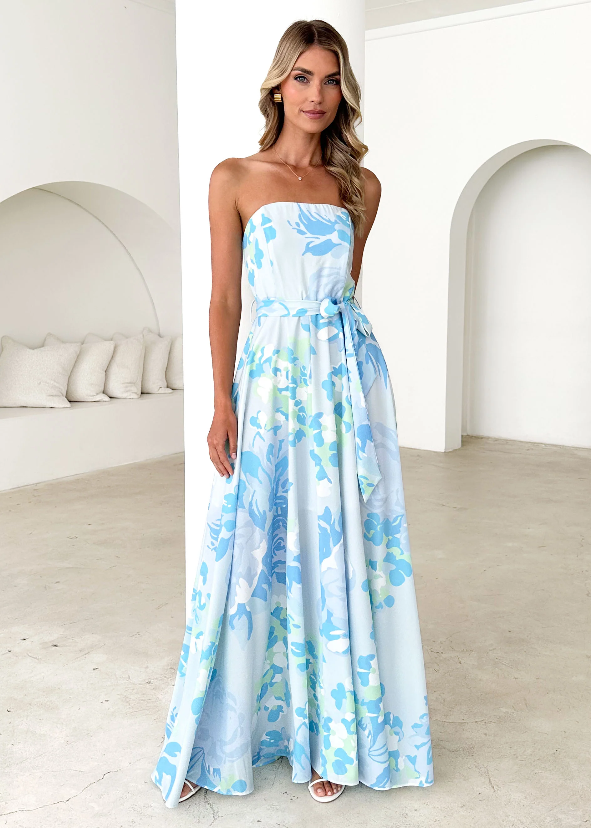 Jorgia Strapless Maxi Dress - Blue Floral - Image 2