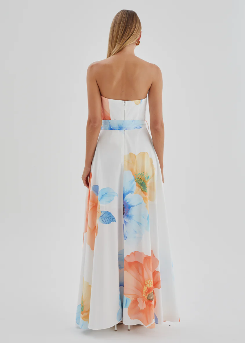 Jorgia Strapless Maxi Dress - Orange Bloom - Image 6