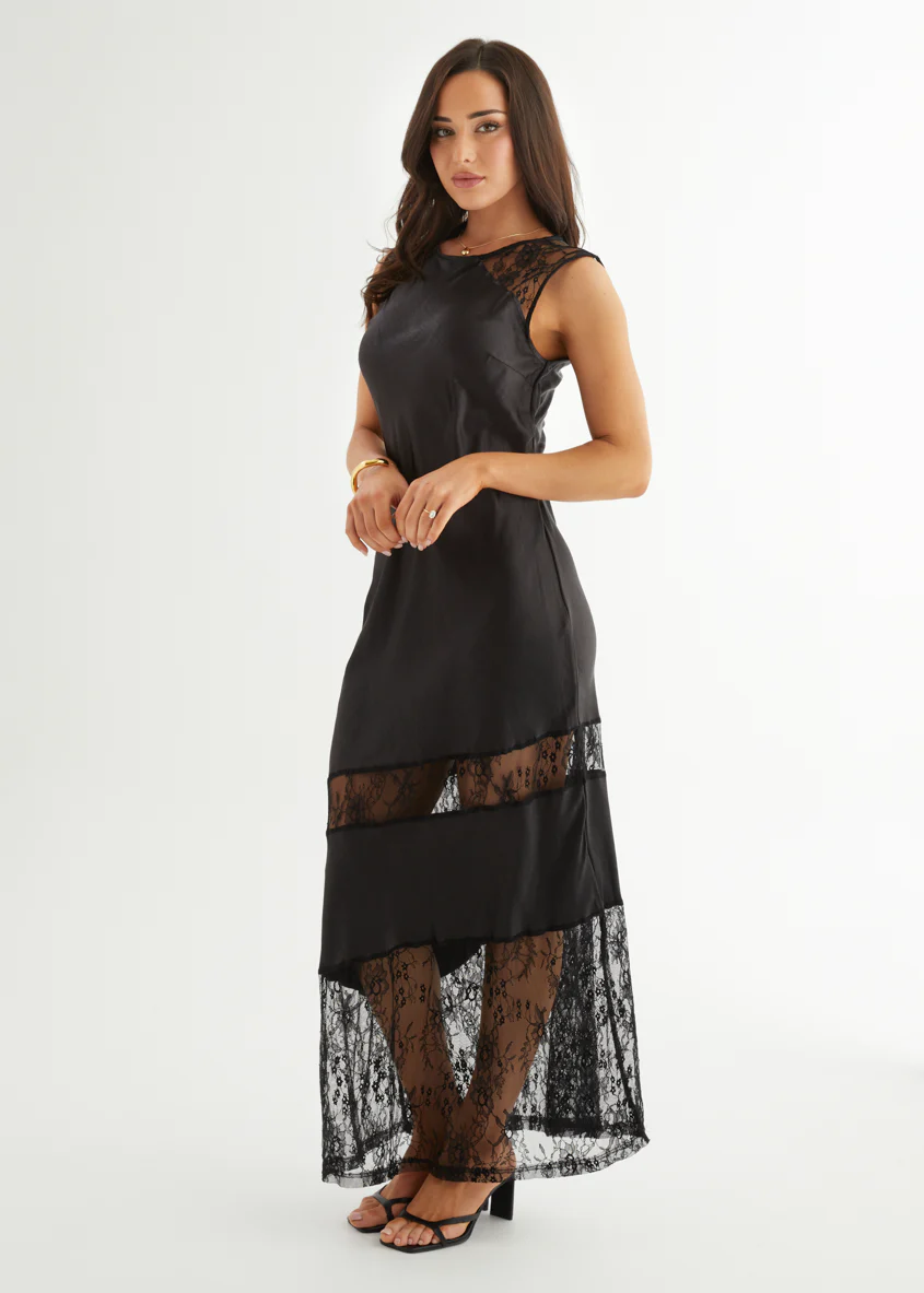 Jorgie Lace Maxi Dress - Black - Image 5