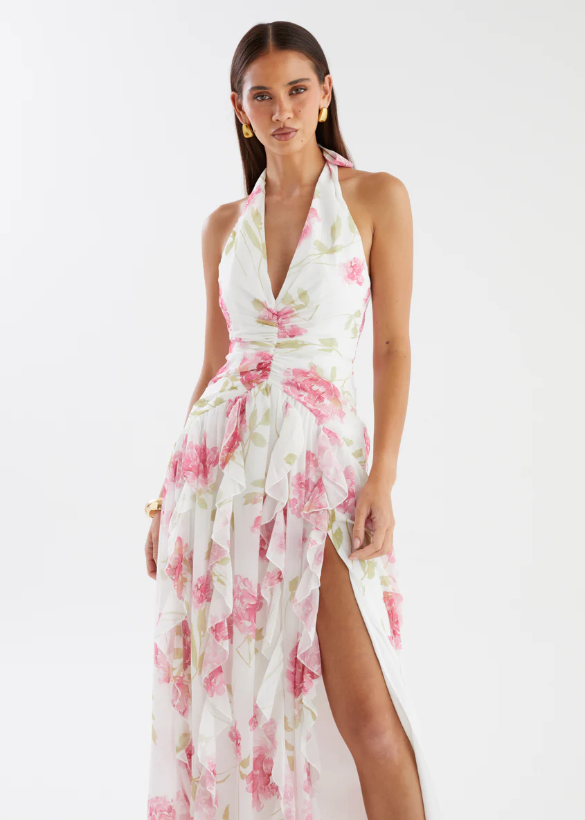 Jossia Halter Maxi Dress - Pink Flowers - Image 3