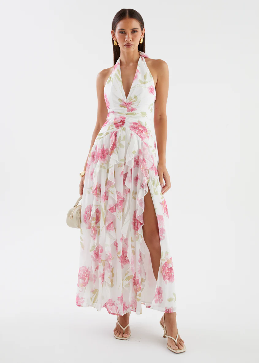 Jossia Halter Maxi Dress - Pink Flowers - Image 4
