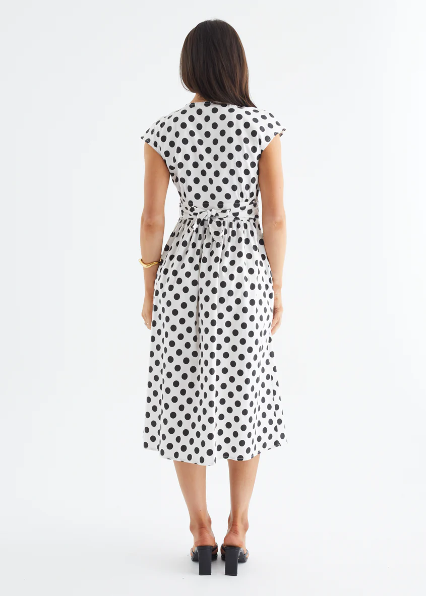 Jovianne Midi Dress - White Polka - Image 8
