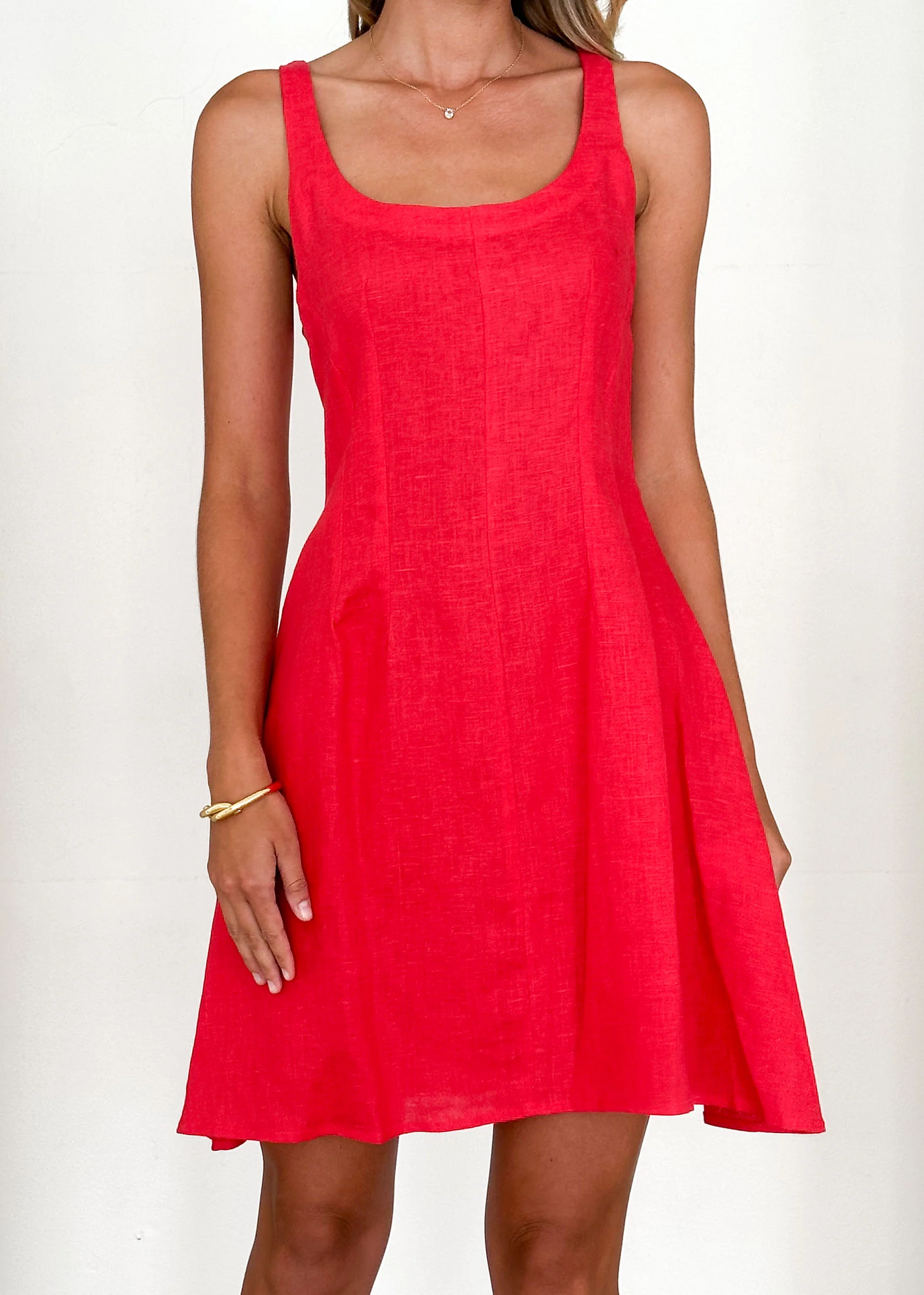 Karlie Linen Dress - Raspberry - Image 6