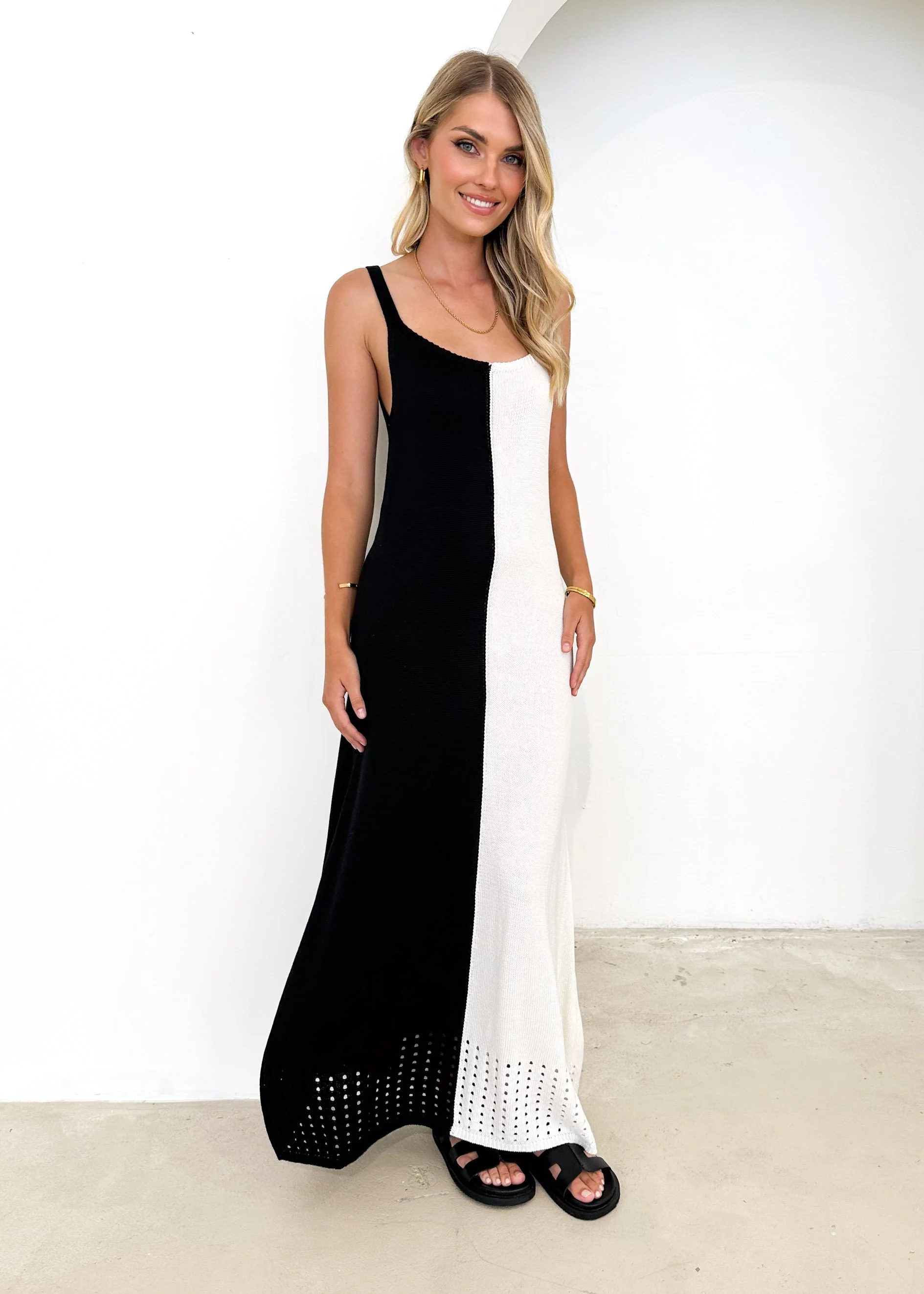 Karney Crochet Maxi Dress - Black Splice - Image 3