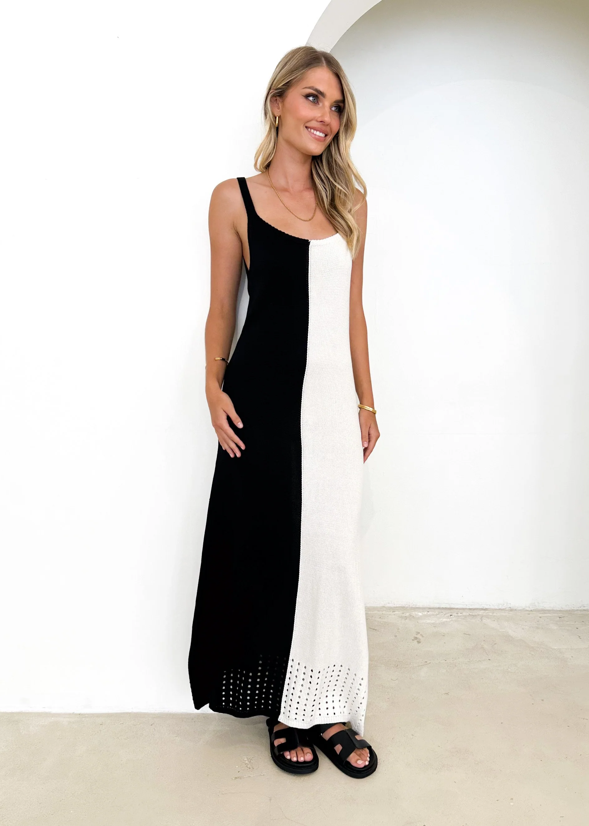 Karney Crochet Maxi Dress - Black Splice - Image 5