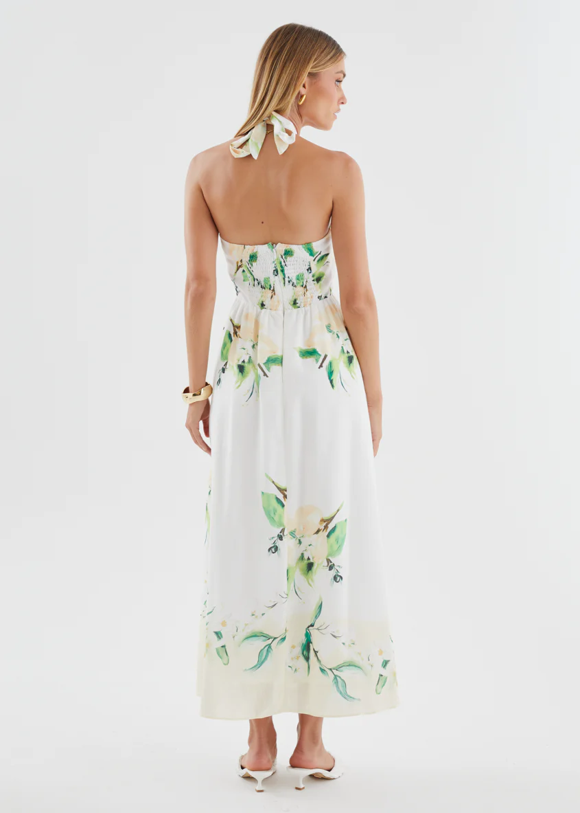 Kendall Halter Midi Dress - Lemon Blossom - Image 10