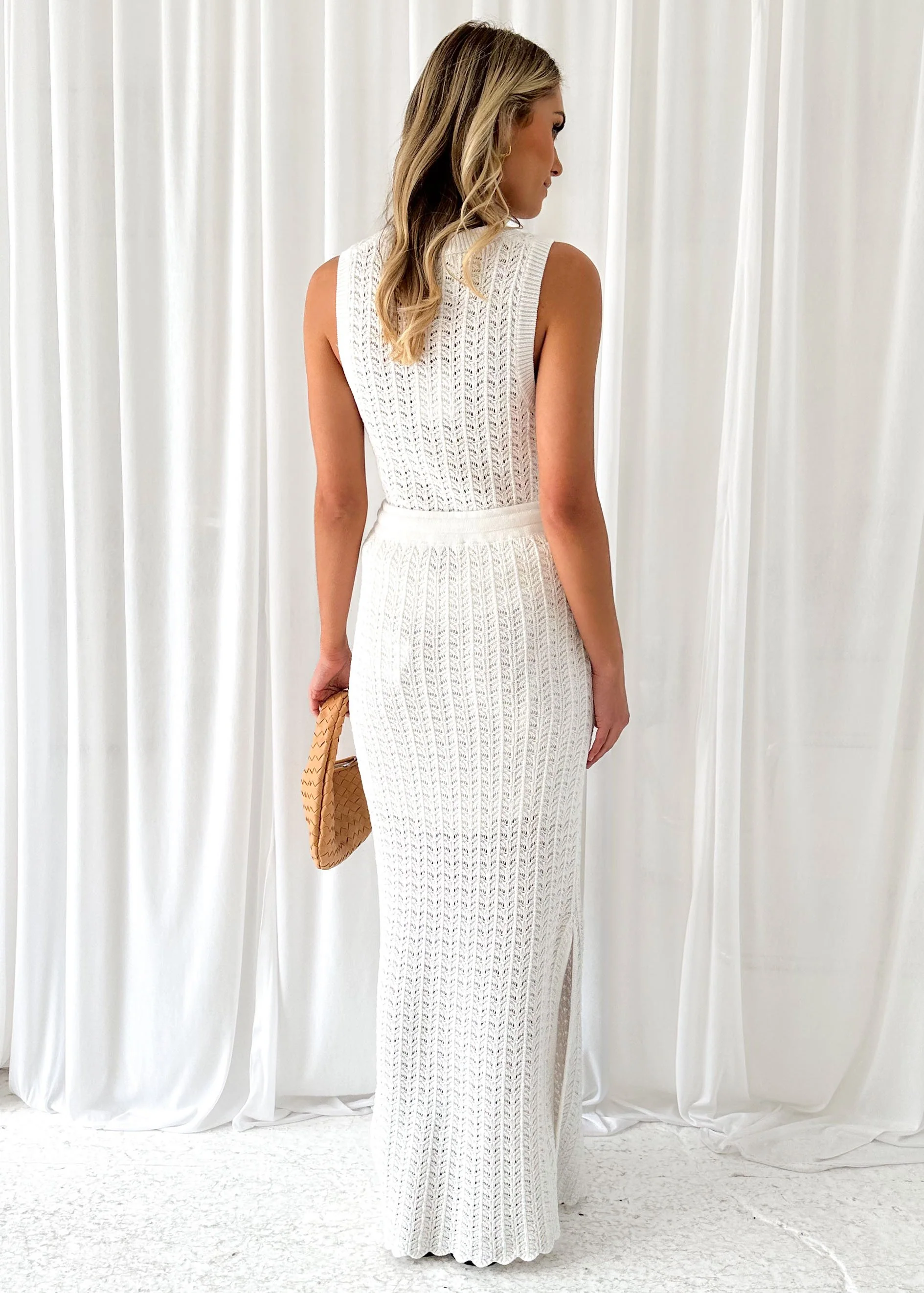 Keonie Knit Maxi Skirt - Off White - Image 7