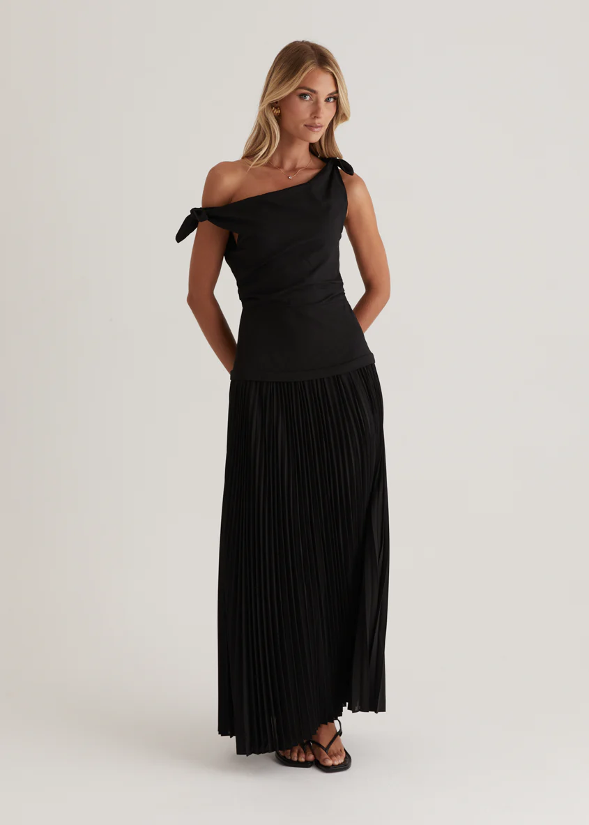 Keyla One Shoulder Maxi Dress - Black - Image 4