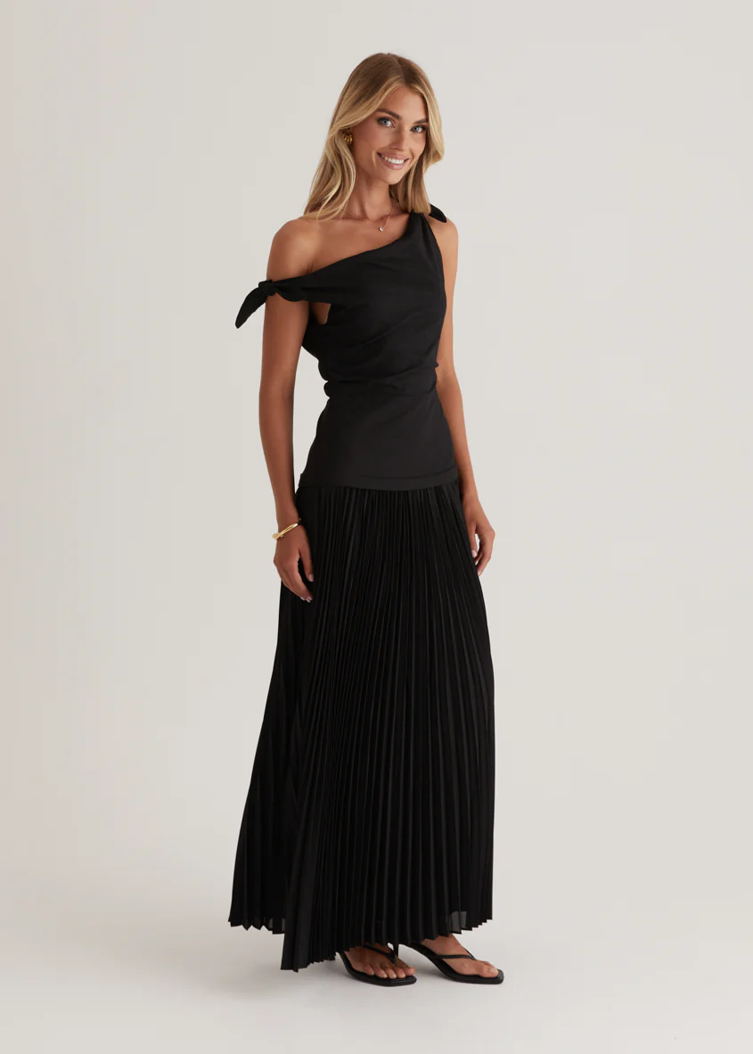 Keyla One Shoulder Maxi Dress - Black - Image 5