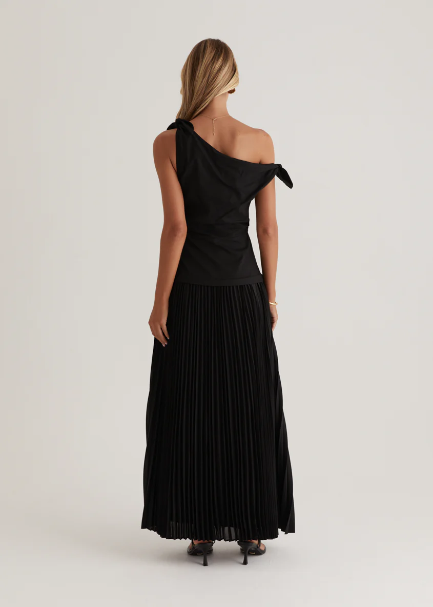 Keyla One Shoulder Maxi Dress - Black - Image 6