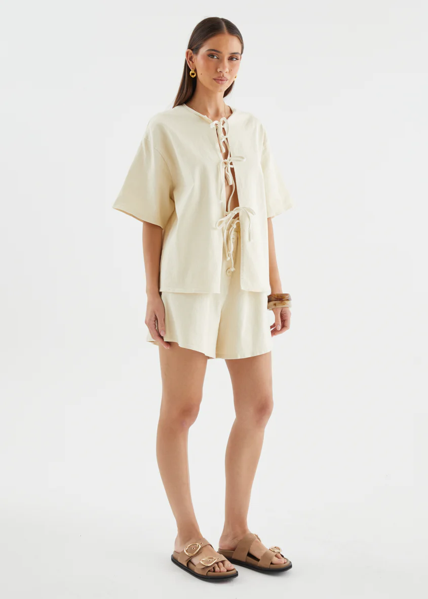 Kieran Denim Shorts - Beige - Image 8
