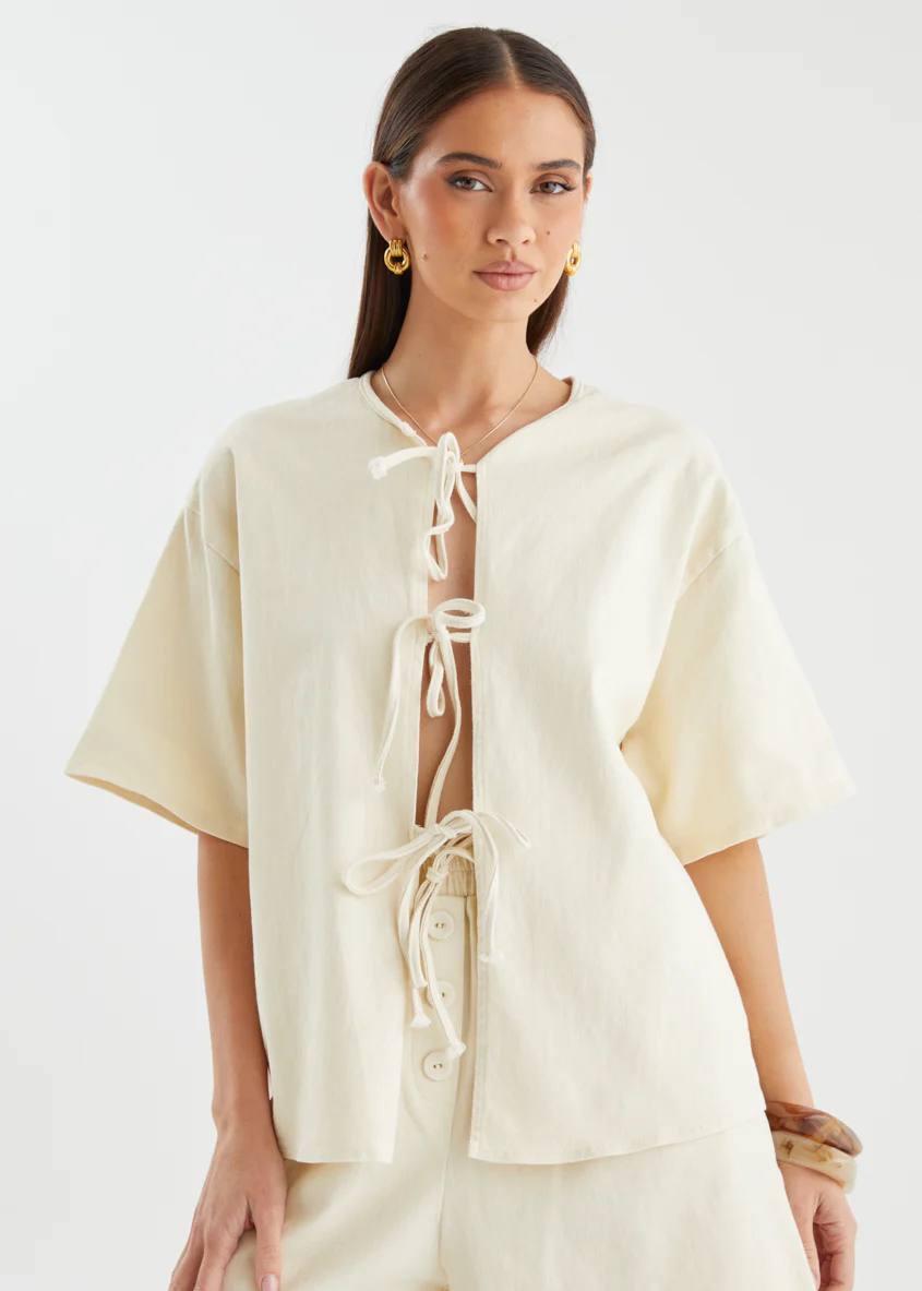 Kieran Denim Top - Beige - Image 7