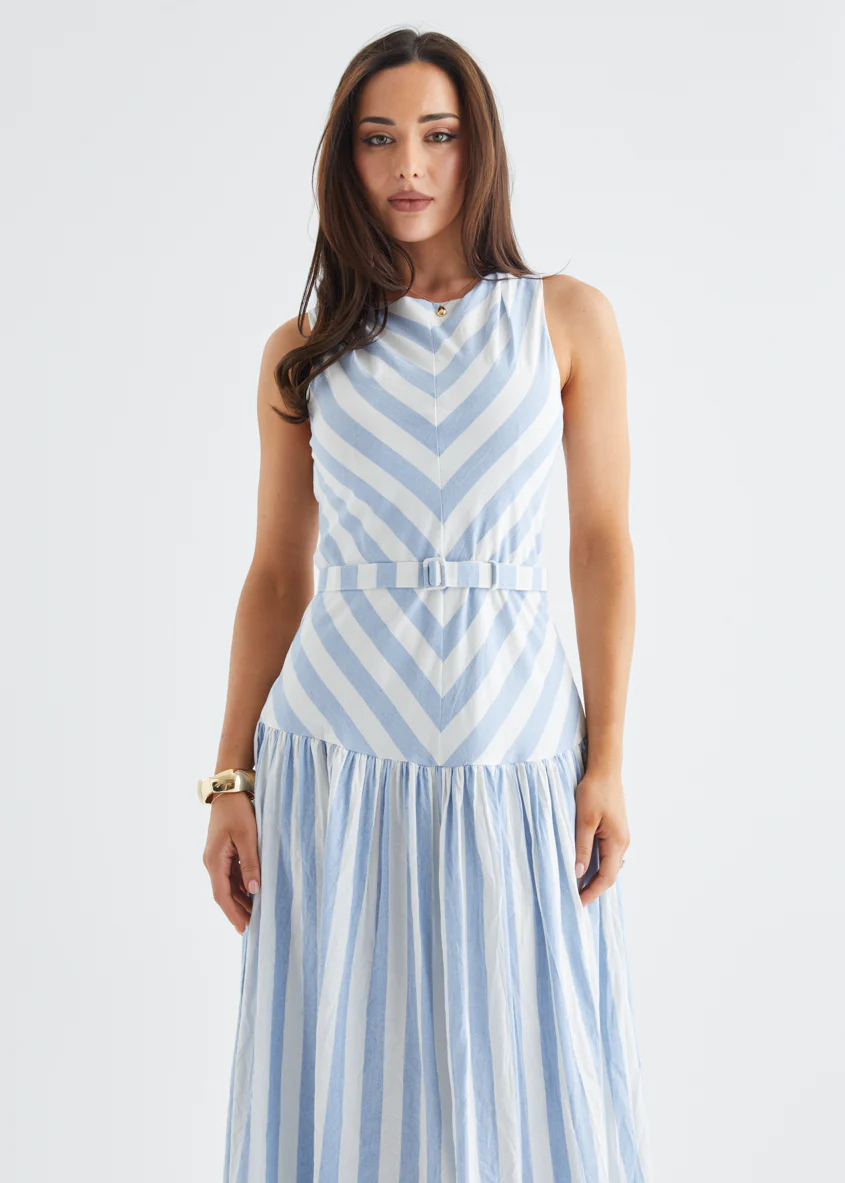 Kingston Midi Dress - Blue Stripe - Image 14