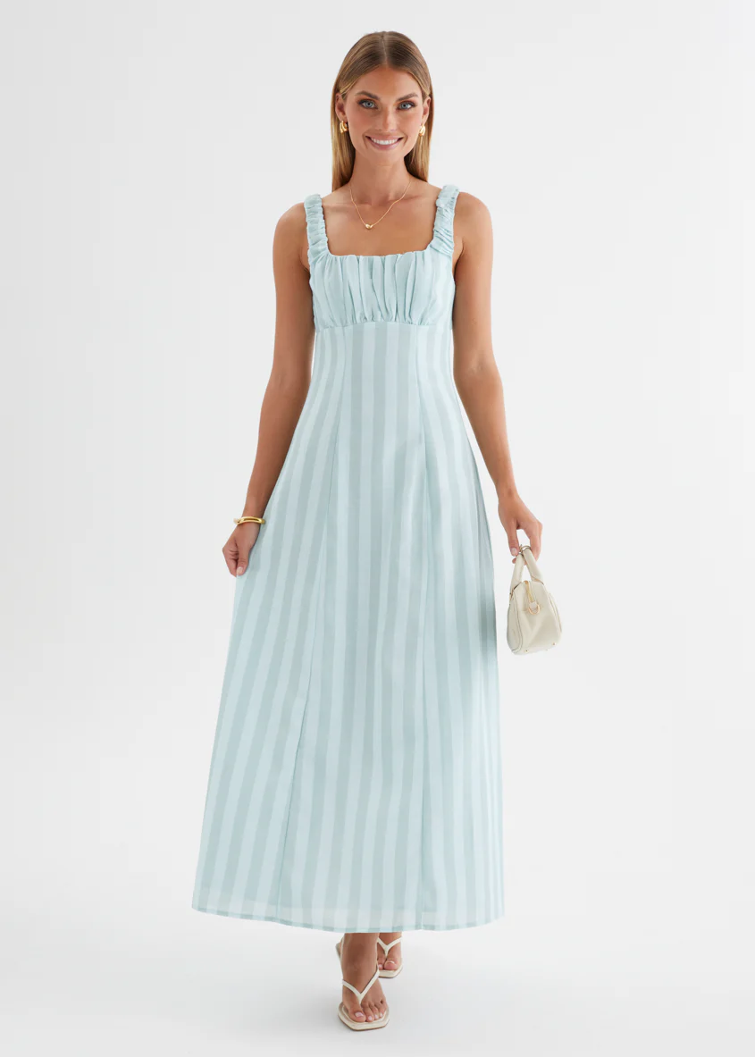Kira Maxi Dress - Aqua Stripe - Image 2