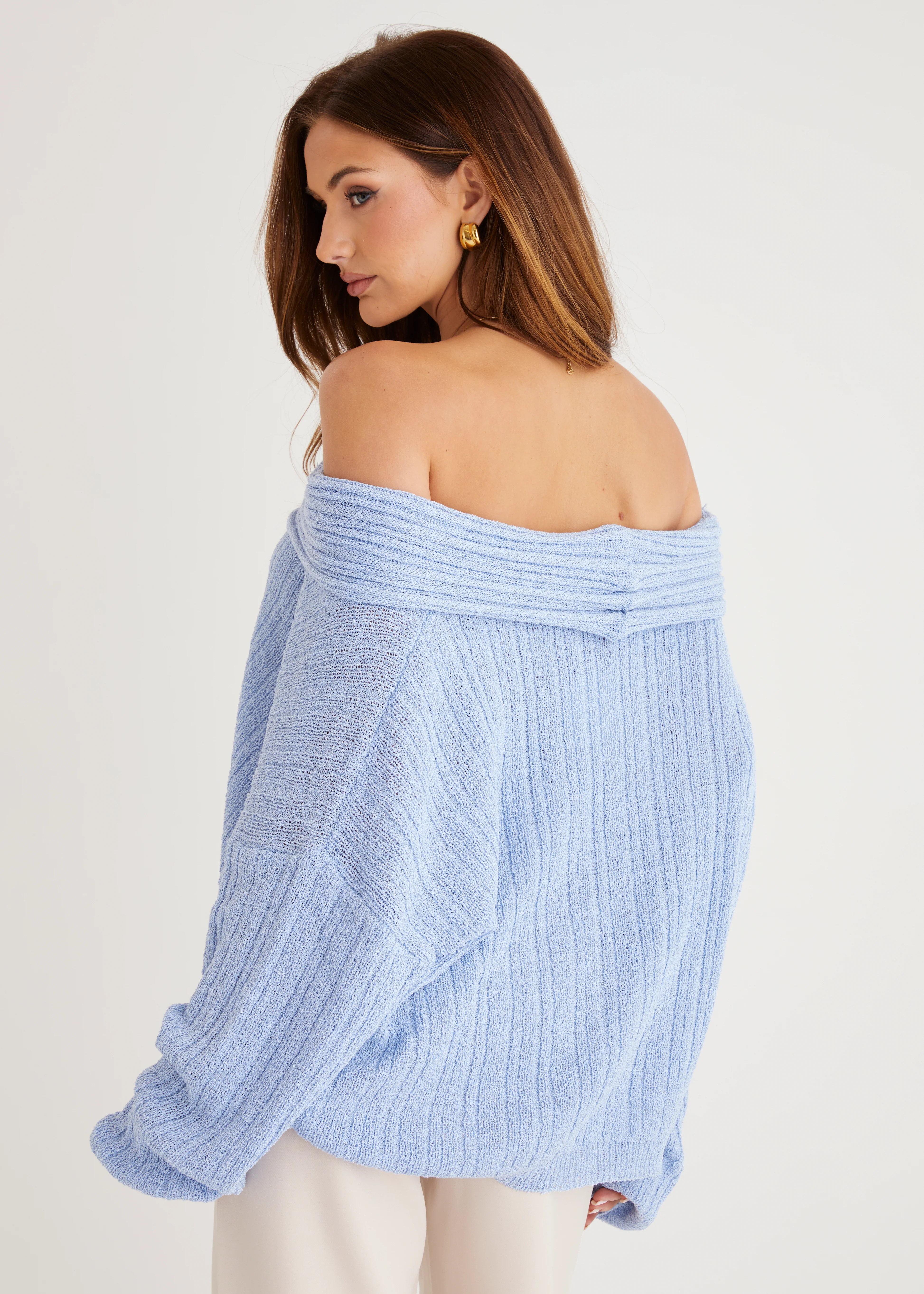 Knoxville Off Shoulder Sweater - Blue - Image 6