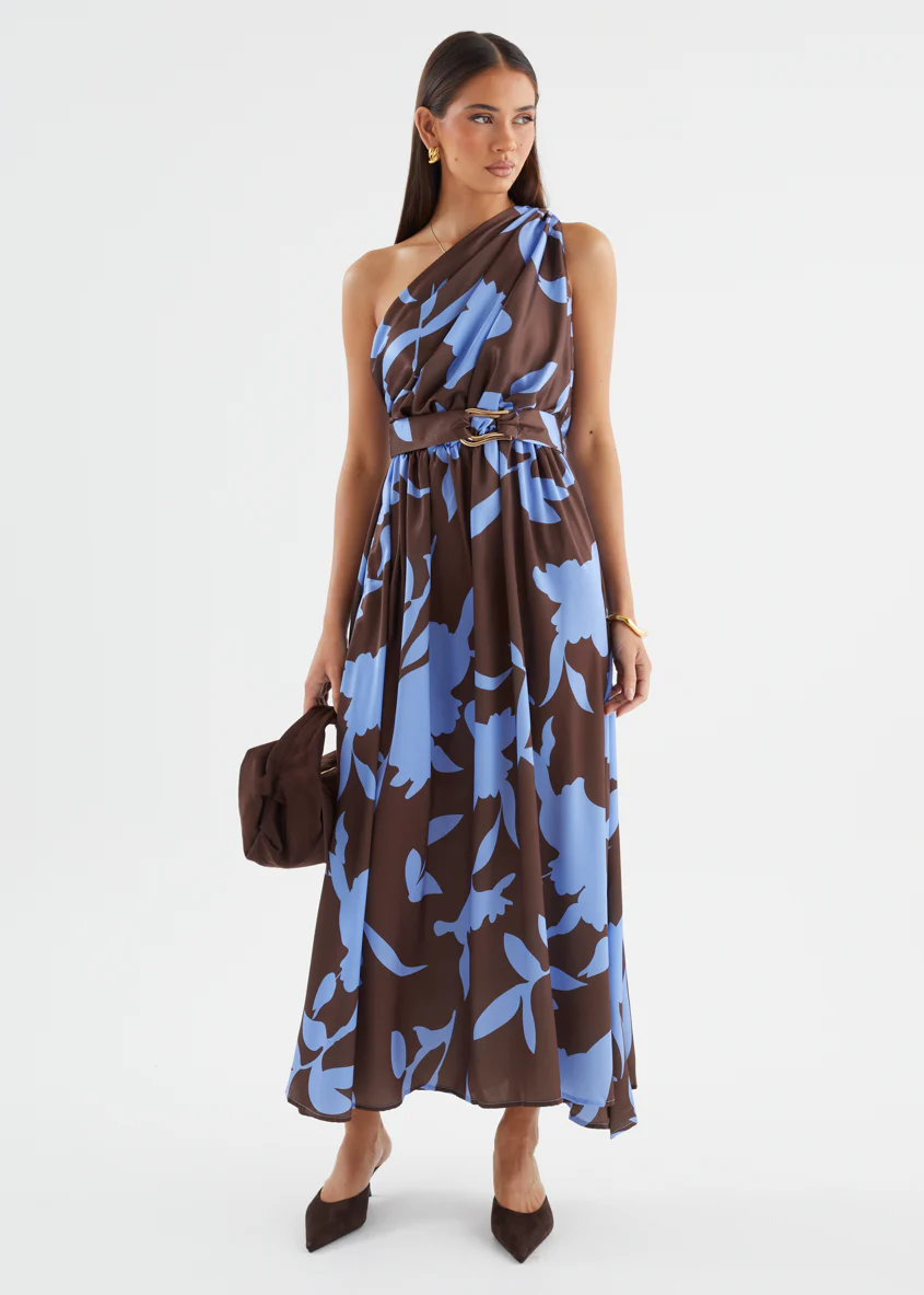 Korah One Shoulder Midi Dress - Blueberry Choc - Image 5