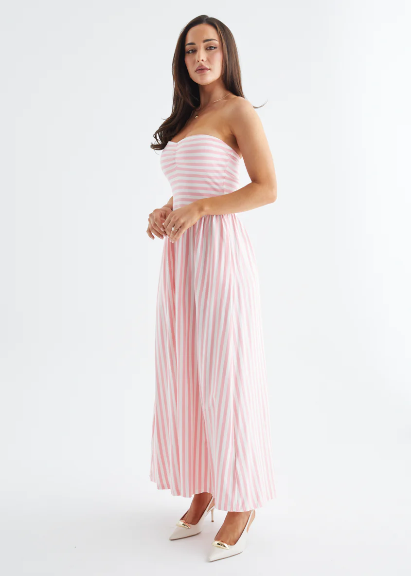 Kori Strapless Maxi Dress - Pink Stripe - Image 14