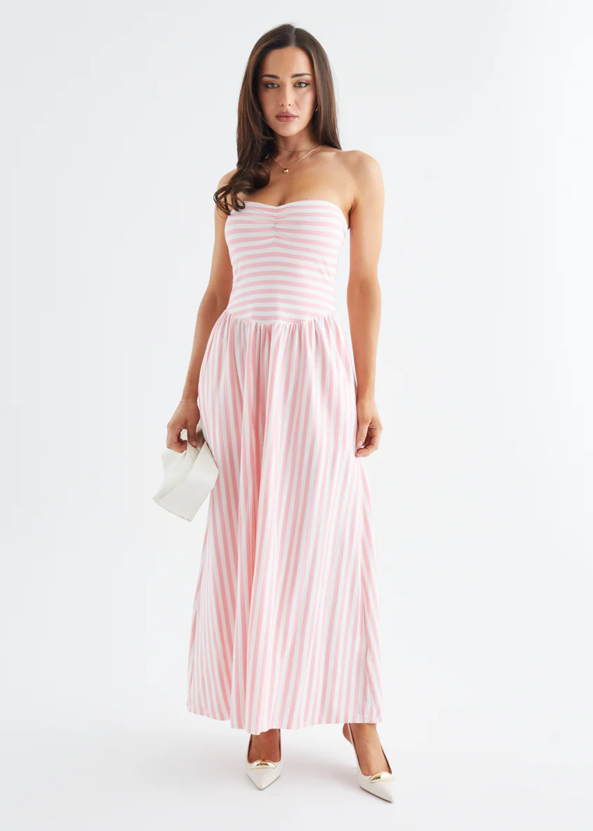 Kori Strapless Maxi Dress - Pink Stripe - Image 4