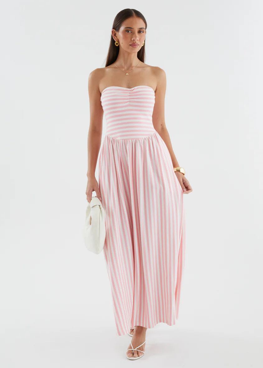 Kori Strapless Maxi Dress - Pink Stripe - Image 5