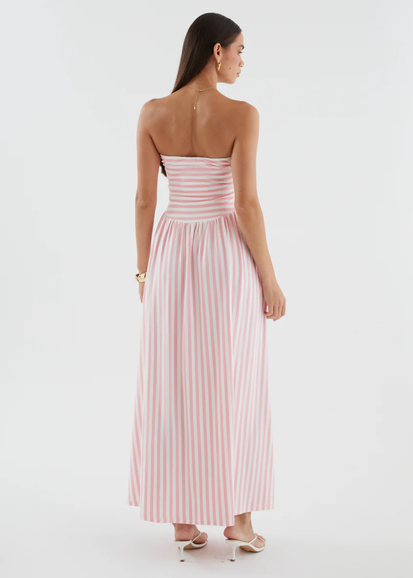 Kori Strapless Maxi Dress - Pink Stripe - Image 9