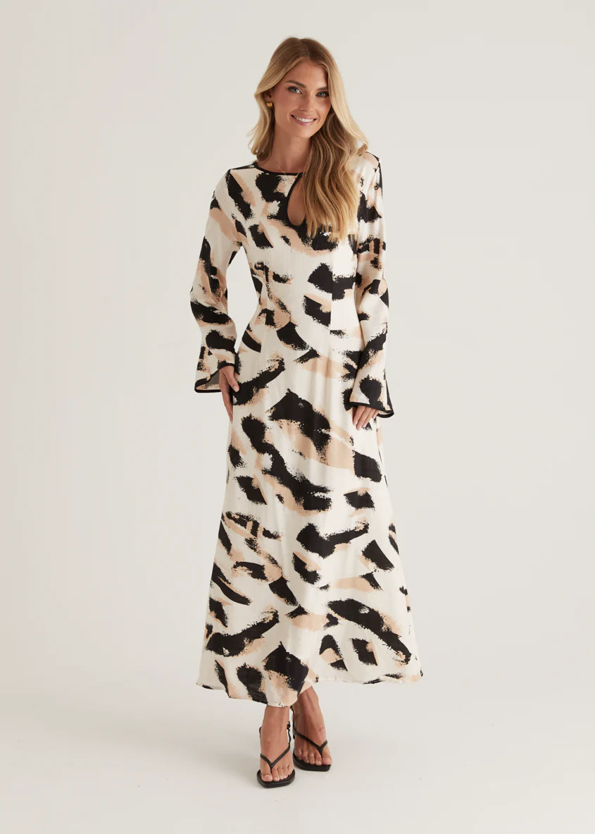 Krombae Maxi Dress - Beige Abstract - Image 5
