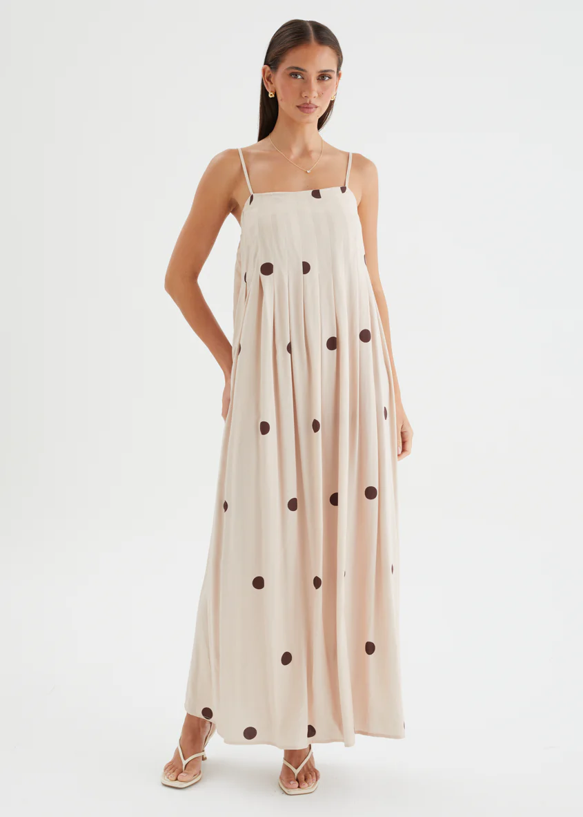 Laraine Maxi Dress - Beige Polka Dot - Image 2