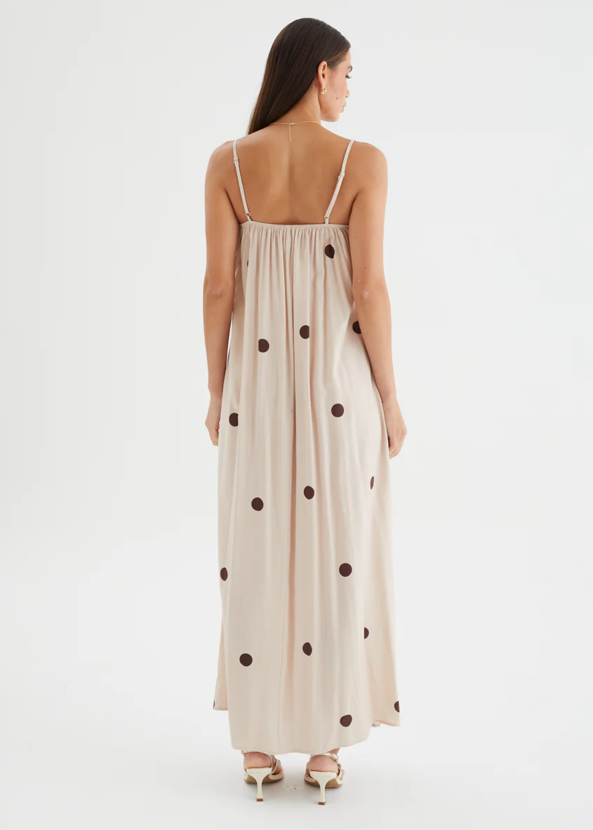 Laraine Maxi Dress - Beige Polka Dot - Image 7