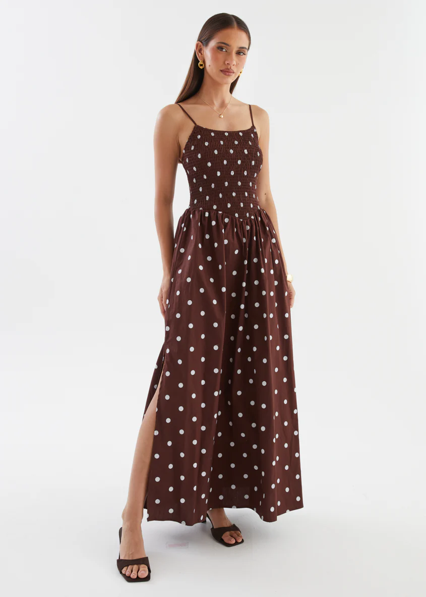 Larena Maxi Dress - Chocolate Polka - Image 7