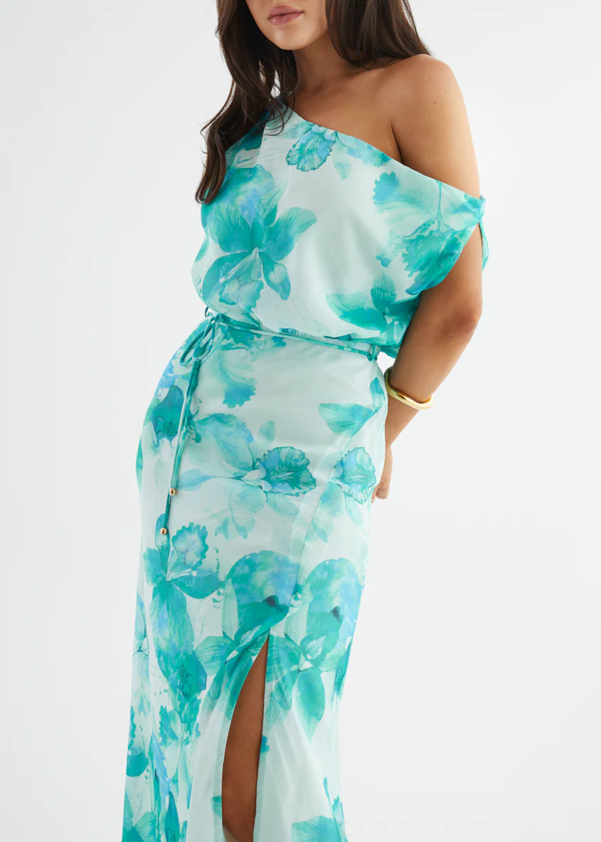 Larsa Drop Shoulder Maxi Dress - Turquoise Floral - Image 9