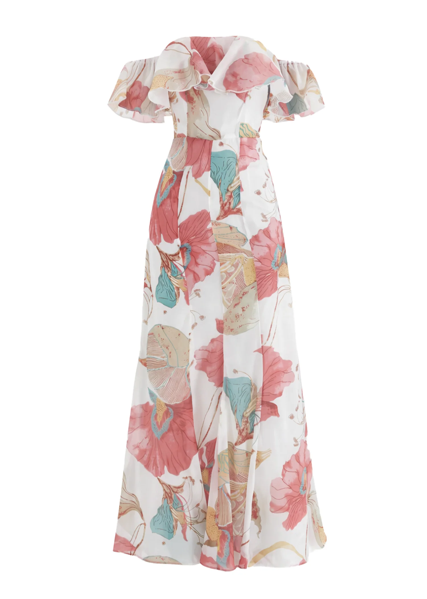 Lauraine Off Shoulder Maxi Dress - White Petal - Image 3