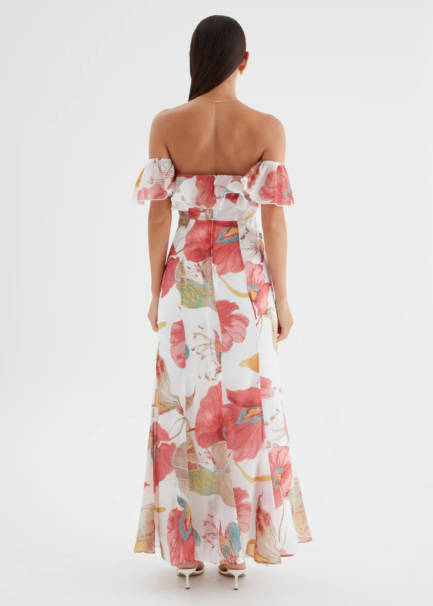 Lauraine Off Shoulder Maxi Dress - White Petal - Image 8
